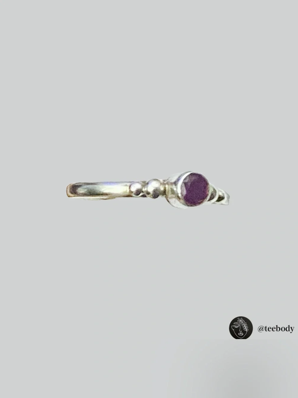 VTG NWT 925 Sterling Silver Amethyst Bezel Ring Dainty